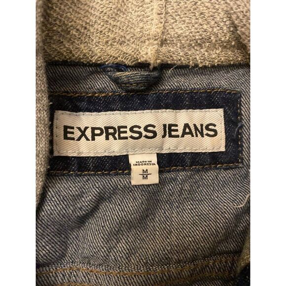 Express Jeans women's denim jacket with cotton long sleeves and hood size Medium - Picture 7 of 9